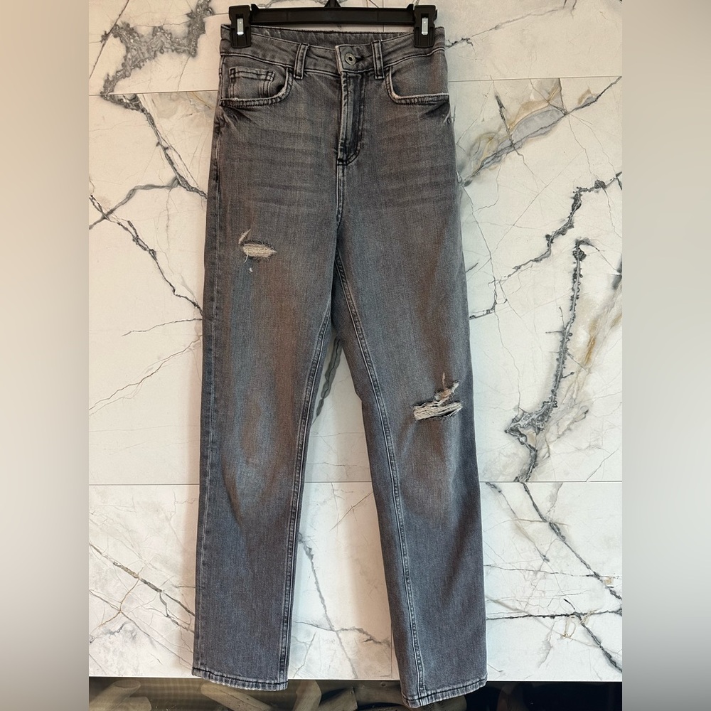LiuJo straight super high rise distressed jeans size 24
